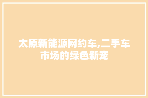 太原新能源网约车,二手车市场的绿色新宠