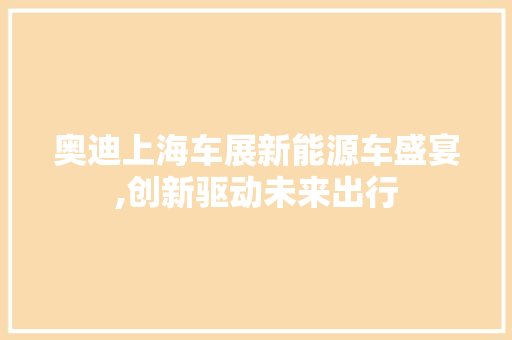 奥迪上海车展新能源车盛宴,创新驱动未来出行