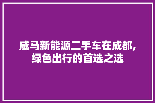 威马新能源二手车在成都,绿色出行的首选之选