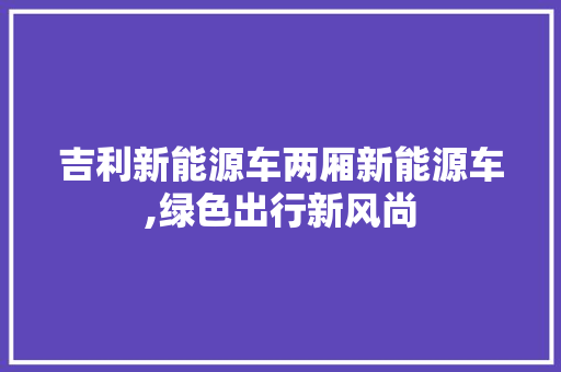 吉利新能源车两厢新能源车,绿色出行新风尚