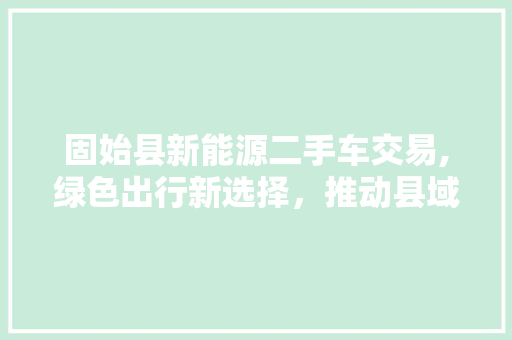固始县新能源二手车交易,绿色出行新选择，推动县域经济发展