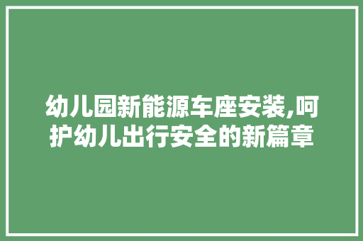 幼儿园新能源车座安装,呵护幼儿出行安全的新篇章