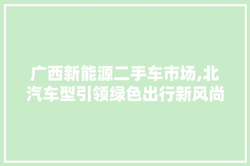 广西新能源二手车市场,北汽车型引领绿色出行新风尚