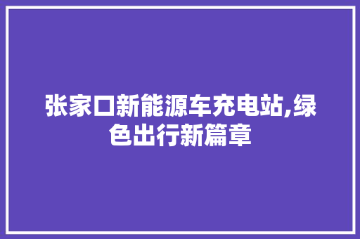 张家口新能源车充电站,绿色出行新篇章