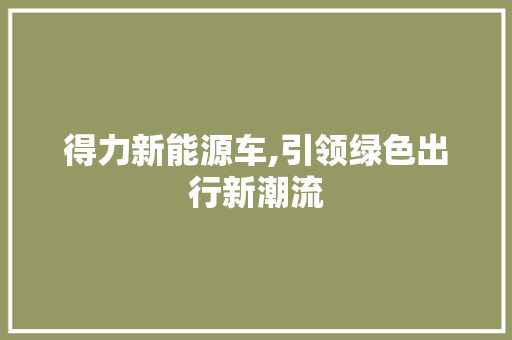 得力新能源车,引领绿色出行新潮流