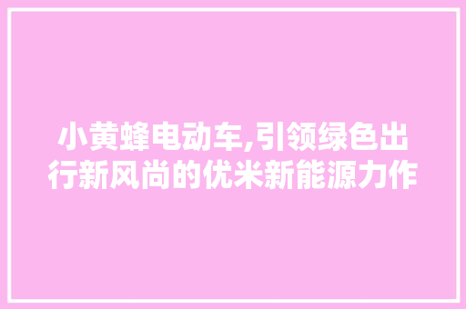 小黄蜂电动车,引领绿色出行新风尚的优米新能源力作