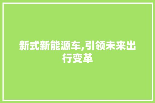 新式新能源车,引领未来出行变革