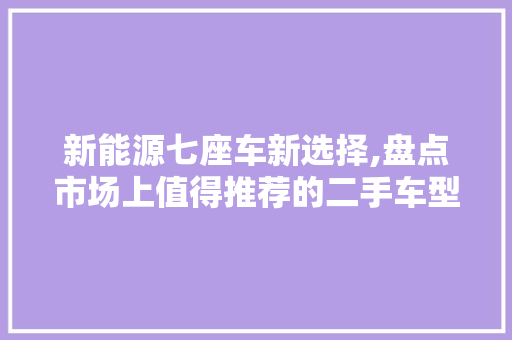 新能源七座车新选择,盘点市场上值得推荐的二手车型