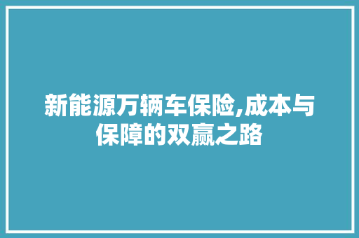 新能源万辆车保险,成本与保障的双赢之路 智能驾驶