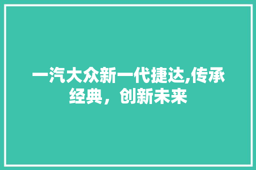 一汽大众新一代捷达,传承经典，创新未来