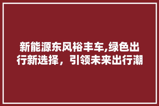 新能源东风裕丰车,绿色出行新选择，引领未来出行潮流 汽车轮胎