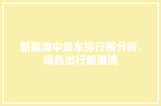 新能源中级车排行榜分析,绿色出行新潮流