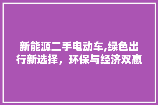 新能源二手电动车,绿色出行新选择，环保与经济双赢之路