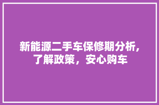 新能源二手车保修期分析,了解政策，安心购车