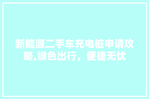 新能源二手车充电桩申请攻略,绿色出行，便捷无忧