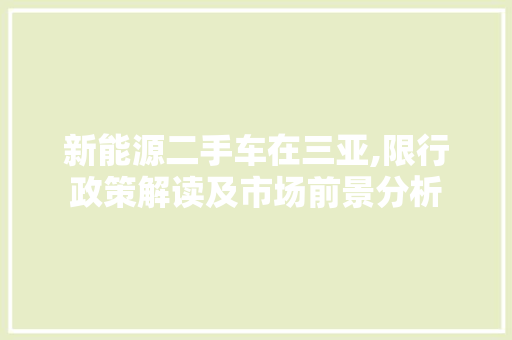 新能源二手车在三亚,限行政策解读及市场前景分析