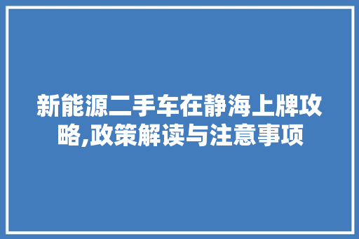 新能源二手车在静海上牌攻略,政策解读与注意事项