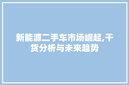 新能源二手车市场崛起,干货分析与未来趋势