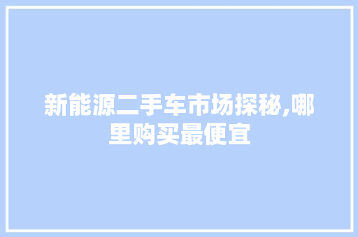 新能源二手车市场探秘,哪里购买最便宜