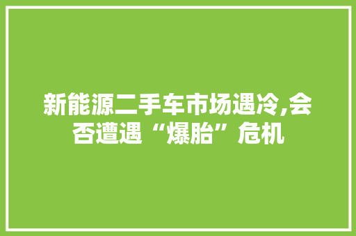 新能源二手车市场遇冷,会否遭遇“爆胎”危机