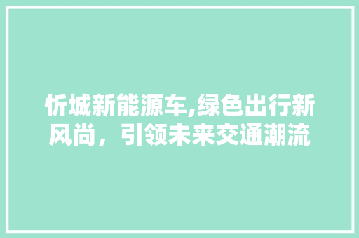 忻城新能源车,绿色出行新风尚，引领未来交通潮流