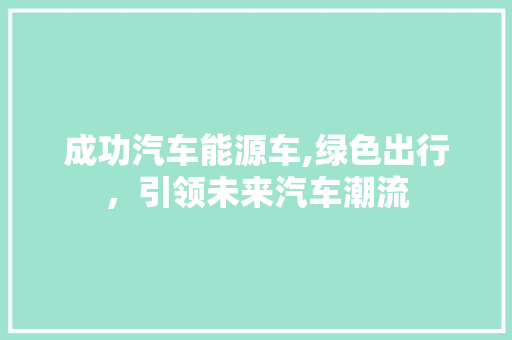 成功汽车能源车,绿色出行，引领未来汽车潮流