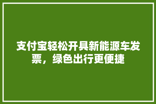 支付宝轻松开具新能源车发票，绿色出行更便捷