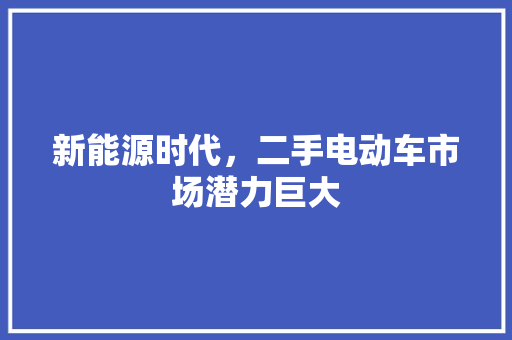 新能源时代，二手电动车市场潜力巨大