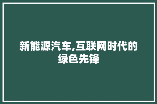 新能源汽车,互联网时代的绿色先锋