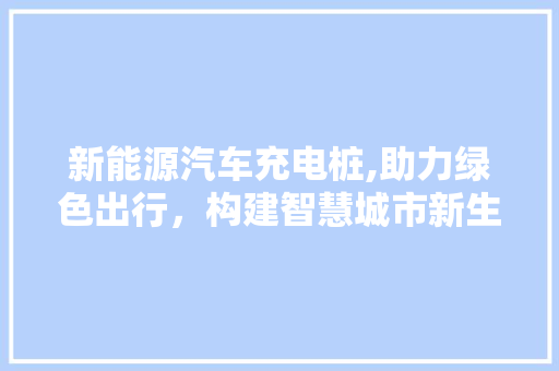 新能源汽车充电桩,助力绿色出行，构建智慧城市新生态