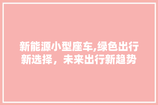新能源小型座车,绿色出行新选择，未来出行新趋势
