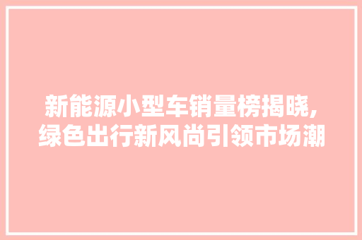 新能源小型车销量榜揭晓,绿色出行新风尚引领市场潮流