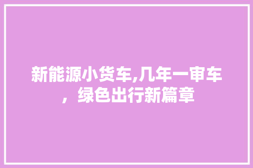 新能源小货车,几年一审车，绿色出行新篇章