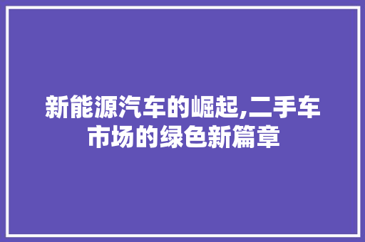 新能源汽车的崛起,二手车市场的绿色新篇章