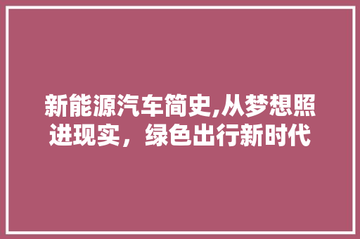 新能源汽车简史,从梦想照进现实，绿色出行新时代