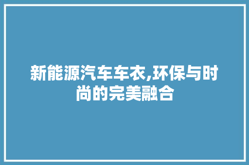 新能源汽车车衣,环保与时尚的完美融合