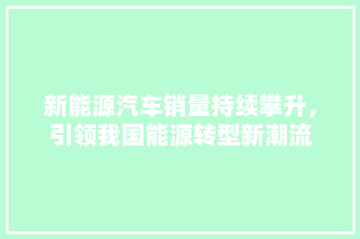 新能源汽车销量持续攀升，引领我国能源转型新潮流