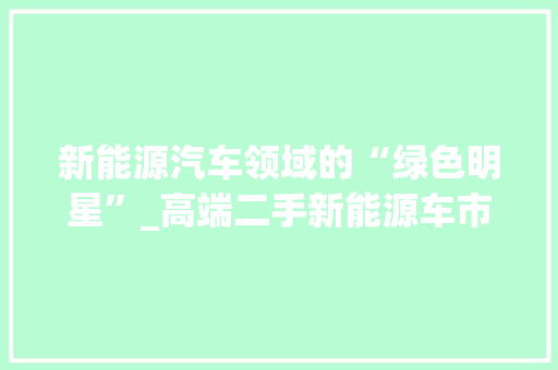 新能源汽车领域的“绿色明星”_高端二手新能源车市场分析