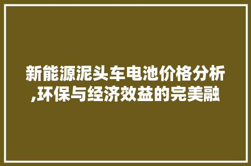 新能源泥头车电池价格分析,环保与经济效益的完美融合