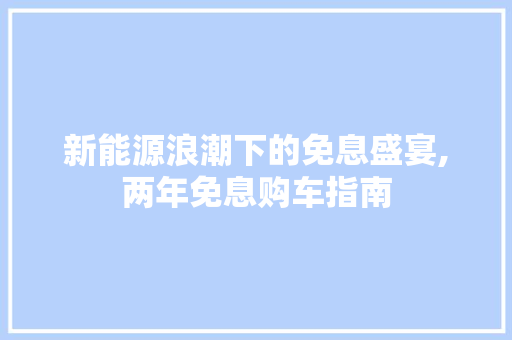 新能源浪潮下的免息盛宴,两年免息购车指南