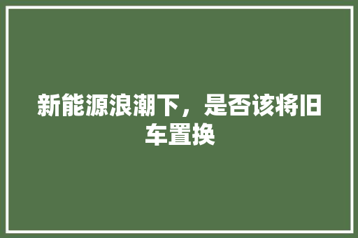 新能源浪潮下，是否该将旧车置换