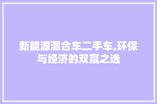 新能源混合车二手车,环保与经济的双赢之选