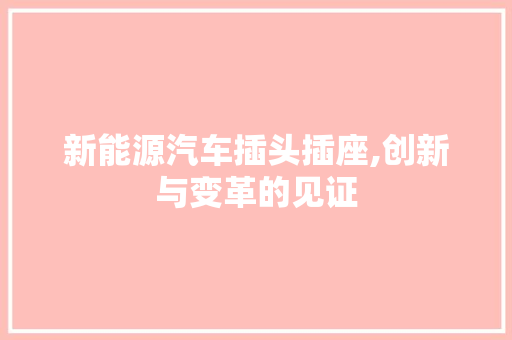 新能源汽车插头插座,创新与变革的见证