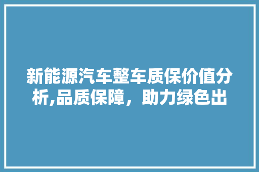 新能源汽车整车质保价值分析,品质保障，助力绿色出行