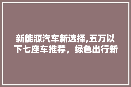 新能源汽车新选择,五万以下七座车推荐，绿色出行新时尚