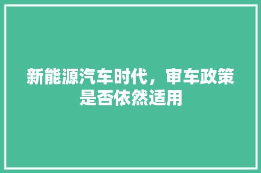 新能源汽车时代，审车政策是否依然适用