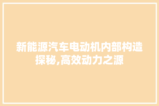新能源汽车电动机内部构造探秘,高效动力之源