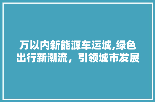 万以内新能源车运城,绿色出行新潮流，引领城市发展新方向