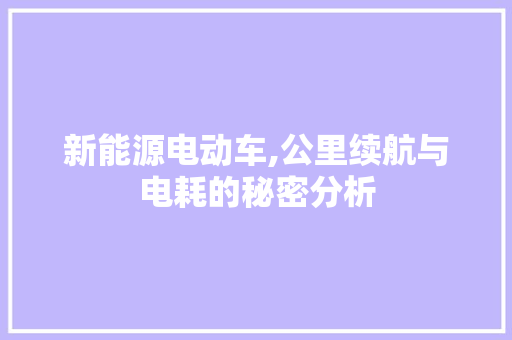 新能源电动车,公里续航与电耗的秘密分析