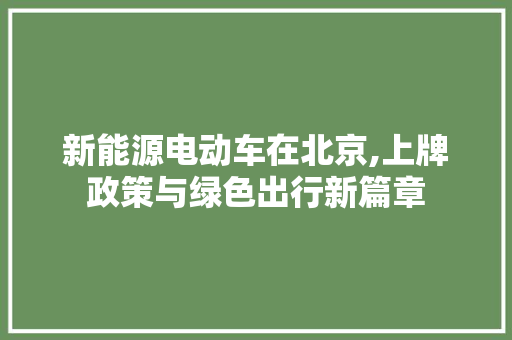 新能源电动车在北京,上牌政策与绿色出行新篇章